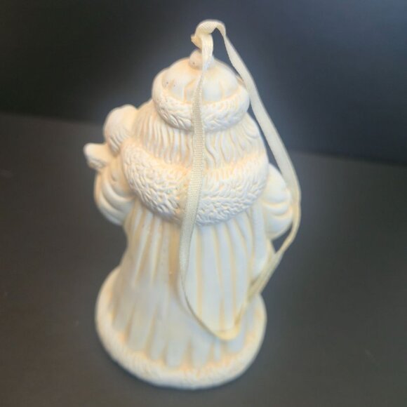 Vintage Old World Santa Bell Christmas Ornament White moving feet St Nick figure - Picture 6 of 12